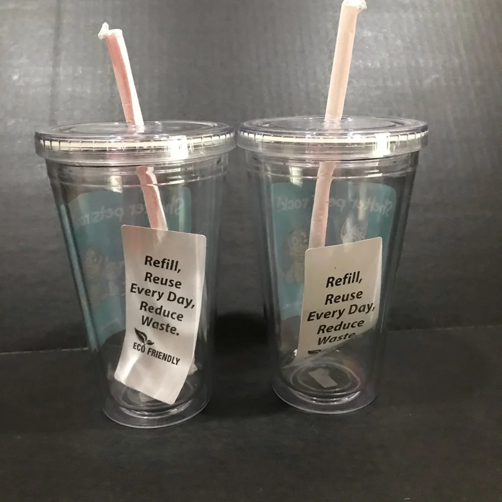 Shelter Pets Rock Set of 2 Travel Tumblers NEW 16oz Beverage Drink Dogs Cats